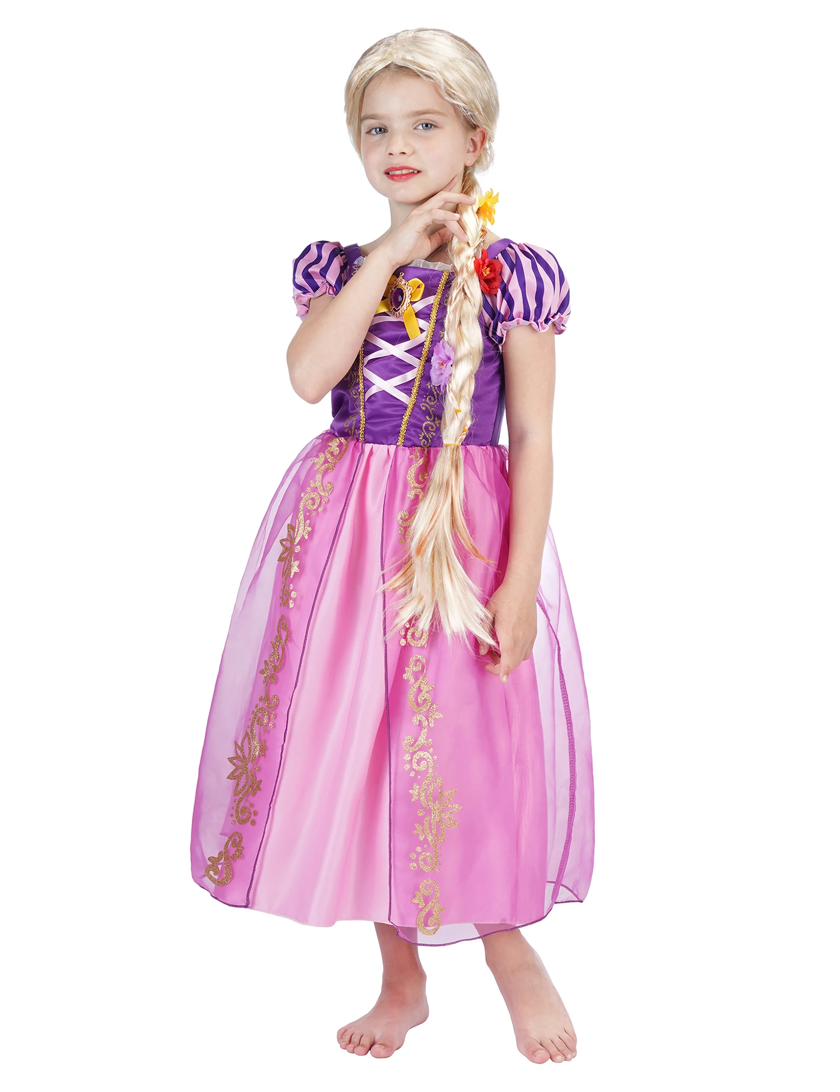 Платье принцессы Рапунцель Диснея для детей карнавал Хэллоуин нарядная одежда