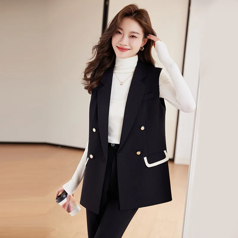 Женский костюм из двух предметов жилет и леггинсы в французском стиле осень