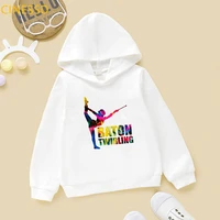 newest girls hoodie baton twirling design childrens tracksuit cap sweatshirt winter thick clothes sports gymnastics lover gift