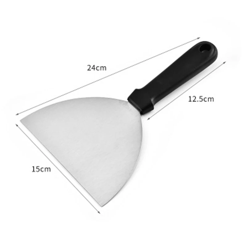 1pc kitchen spatula fried shovel wood handle bbq diy grill scraper pancake flipper stainless steel kitchen tools gadgets free global shipping