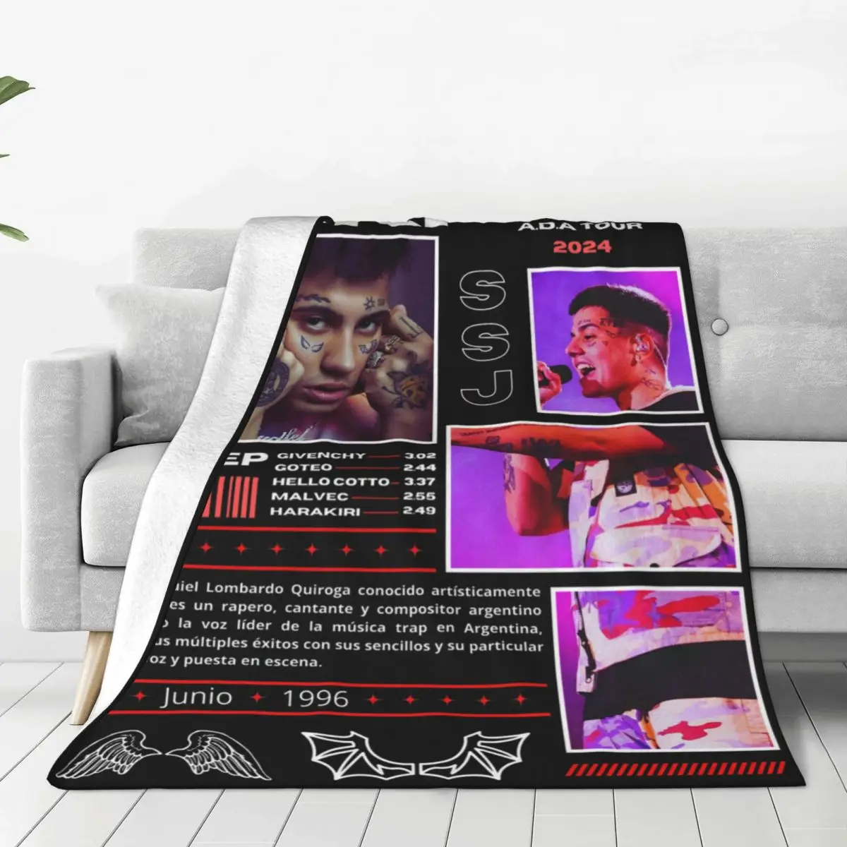 Плед Duki Singer Rapper флисовое текстильное украшение альбом Tour 2024 уютные супер мягкие