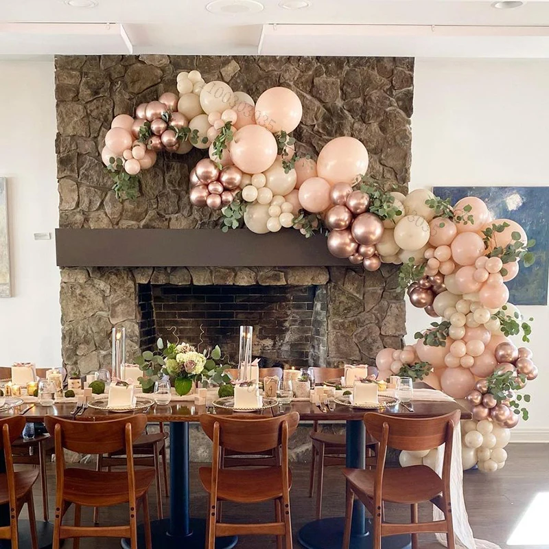 

110 шт. в стиле ретро персиковый кремовый желтый набор цепочек для воздушных шаров Женская Гирлянда для дня рождения Свадебные украшения Искусственный фон воздушный шар