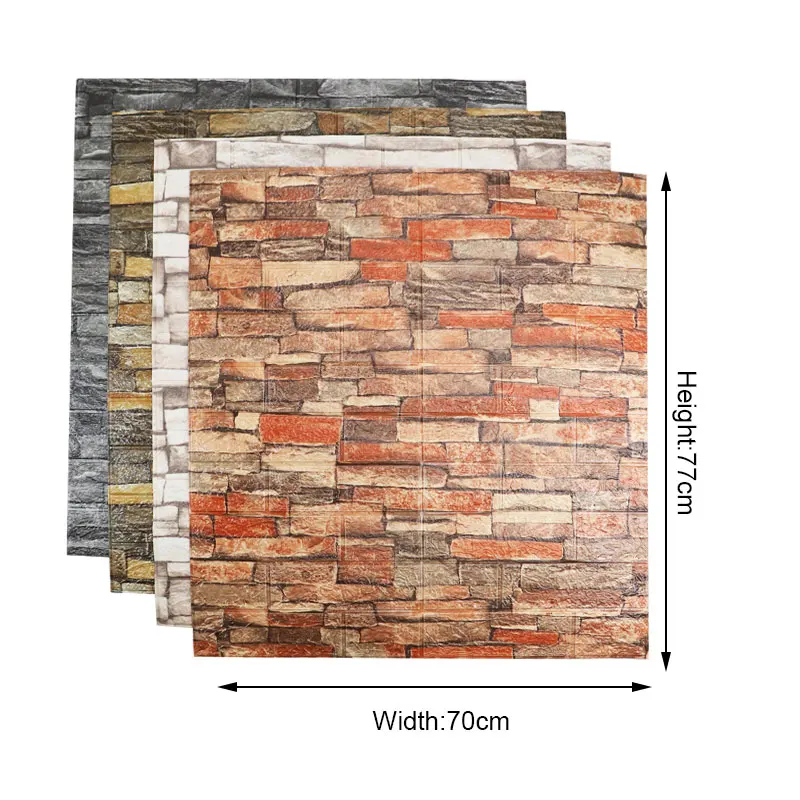 

10pcs/bag 3D Wall Sticker Brick Pattern Wallpaper for Living Room Bedroom TV Wall 77x70cm Waterproof Self-Adhesive Wall Sticker