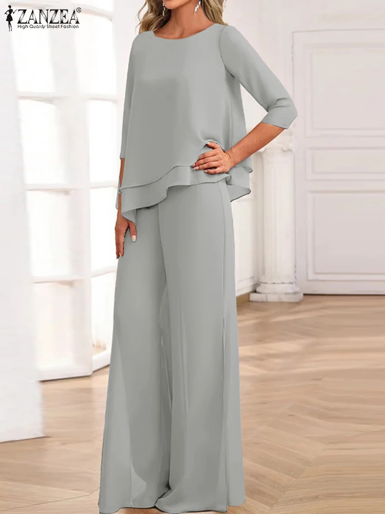 Женские комплекты из 2 предметов ZANZEA Осень 2023 блузка с рукавом 3/4 топ