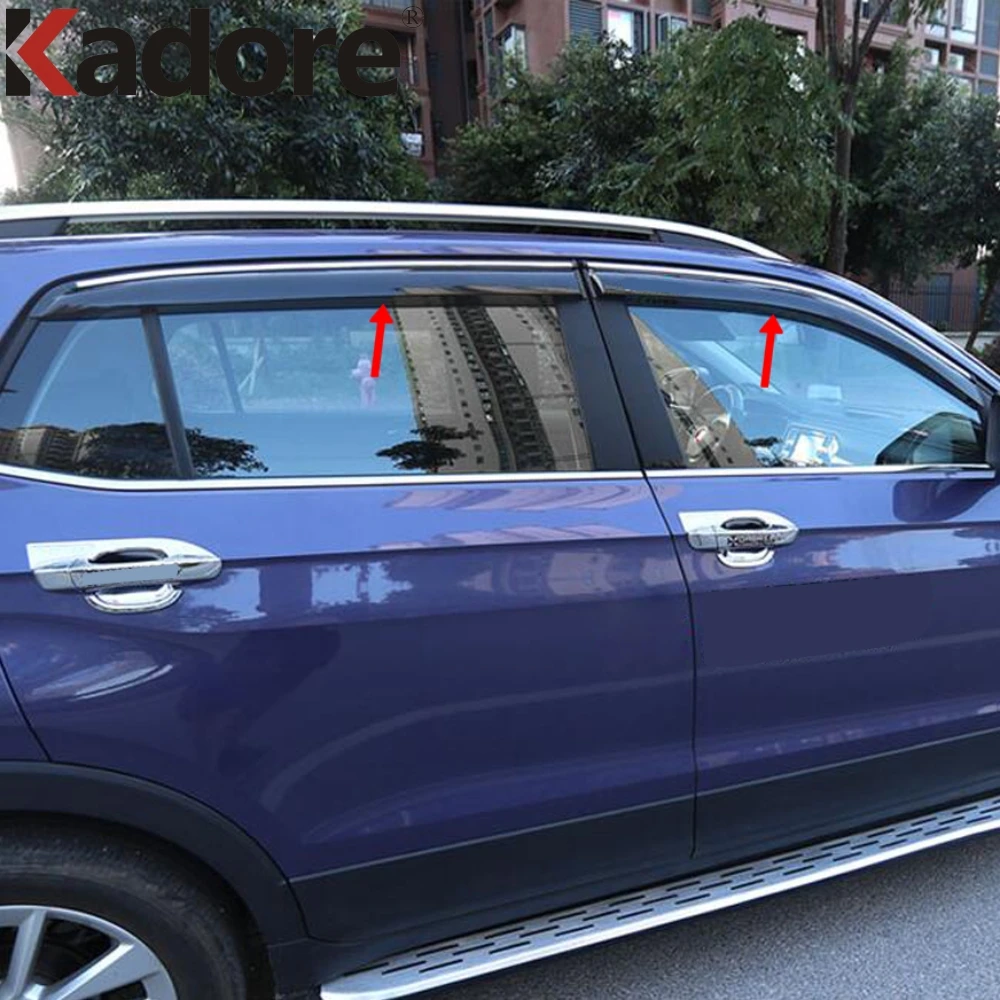 Фото Дефлекторы для автомобильных окон Volkswagen VW T-cross Tcross 2018 2019 2020-2022, ветрозащитный козырек от дождя и дождя №2