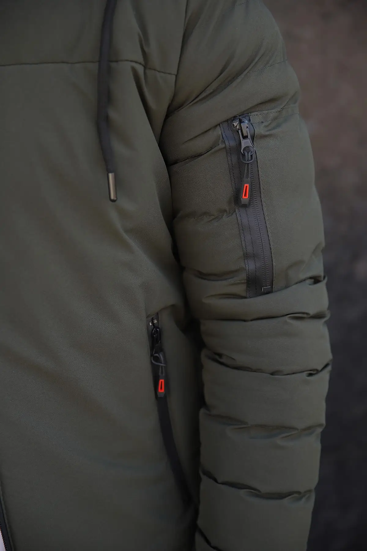 Men's Khaki Jacket Will Windproof Hooded Inflatables