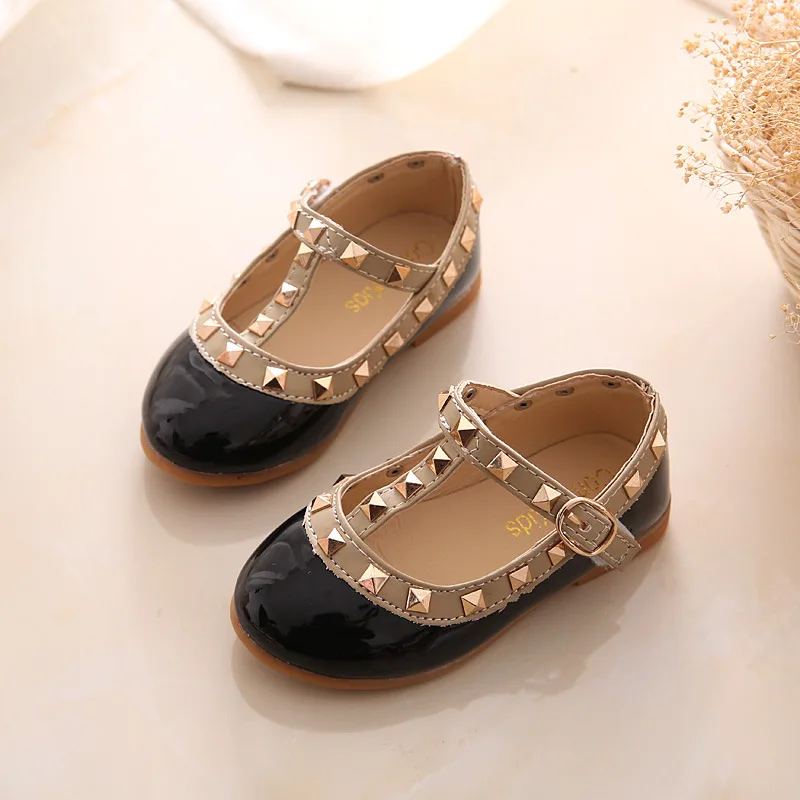 

Party Shoes Princess Style Girls Breathable Shoes Shoes Flats Dance Rivet Kids Toddler Leather Sweet Girls Decoration Non-slip