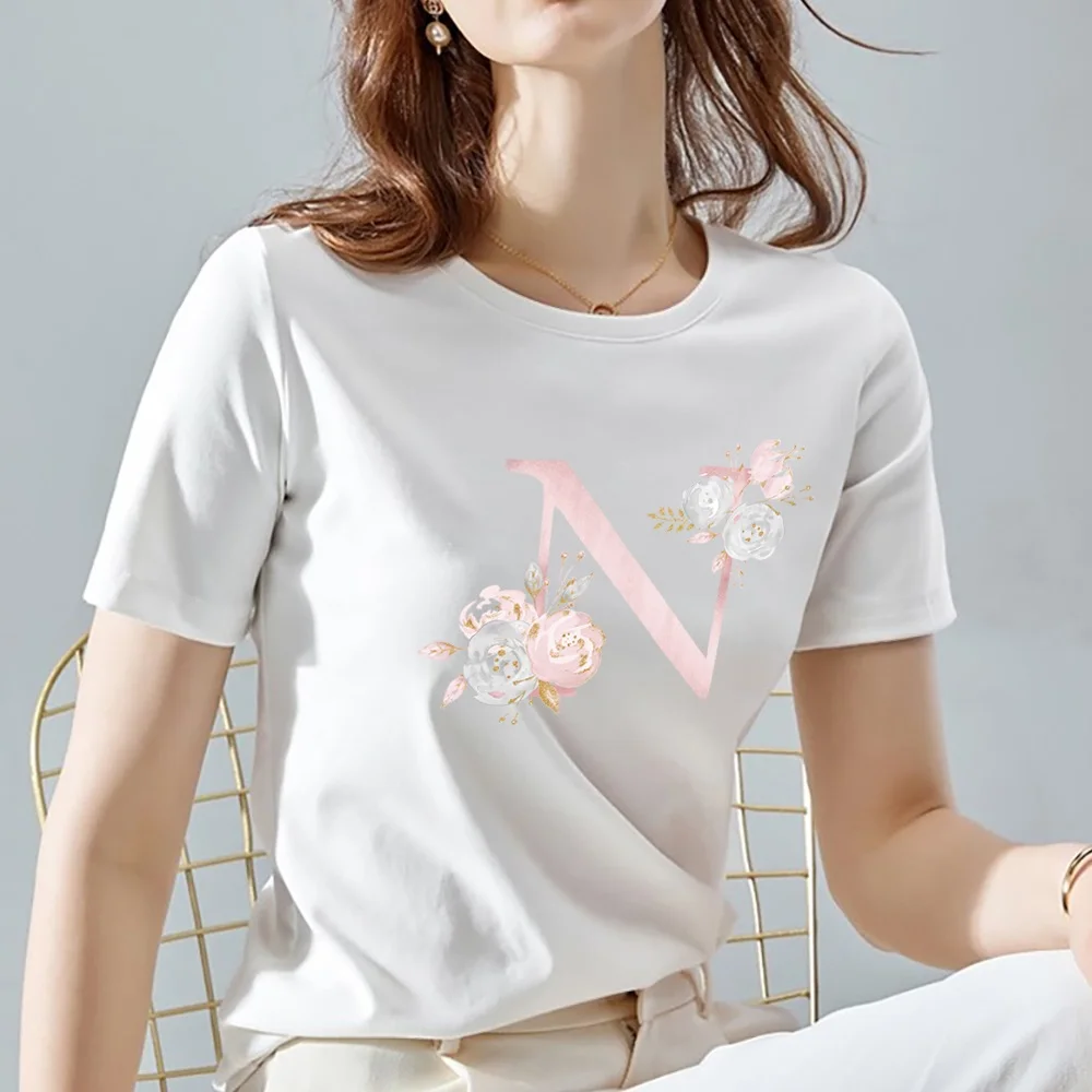 Женская футболка в стиле Харадзюку белая классическая с круглым вырезом и