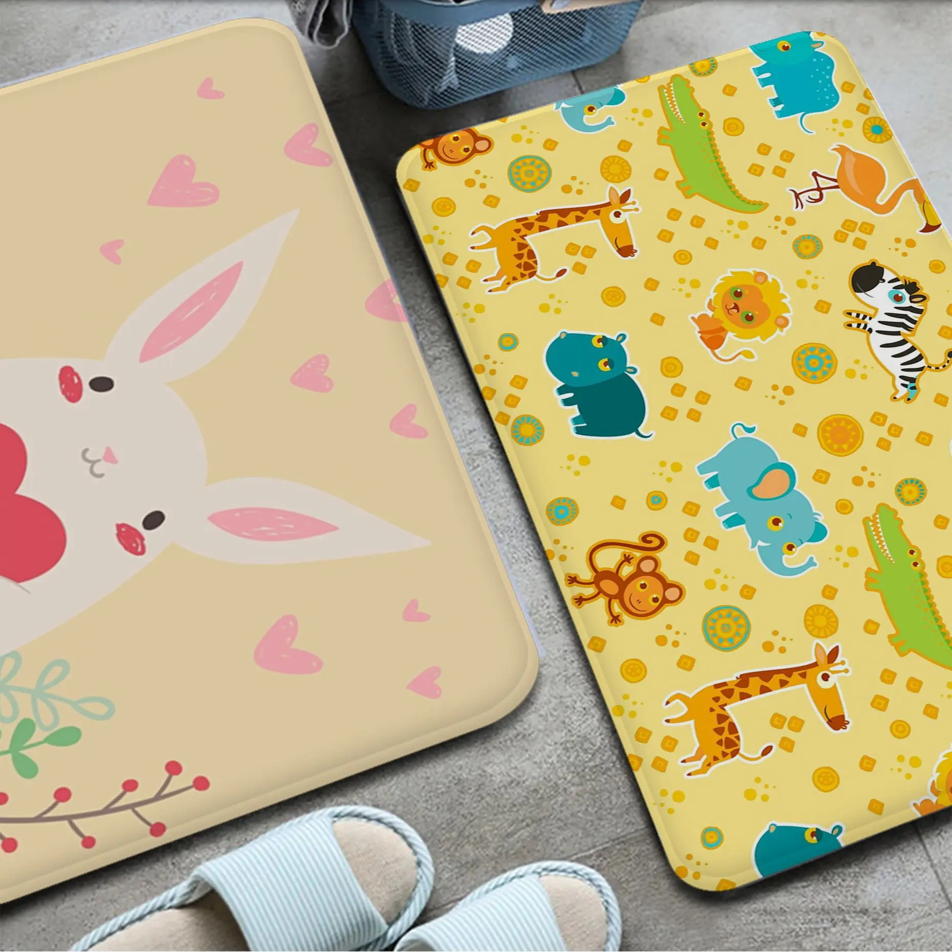 

Simplicity Animal Bunny Bee Pattern Room Mats Kids Room Bedroom Decoration Balcony Anti-Slip Doormat Living Room Doormat Rug