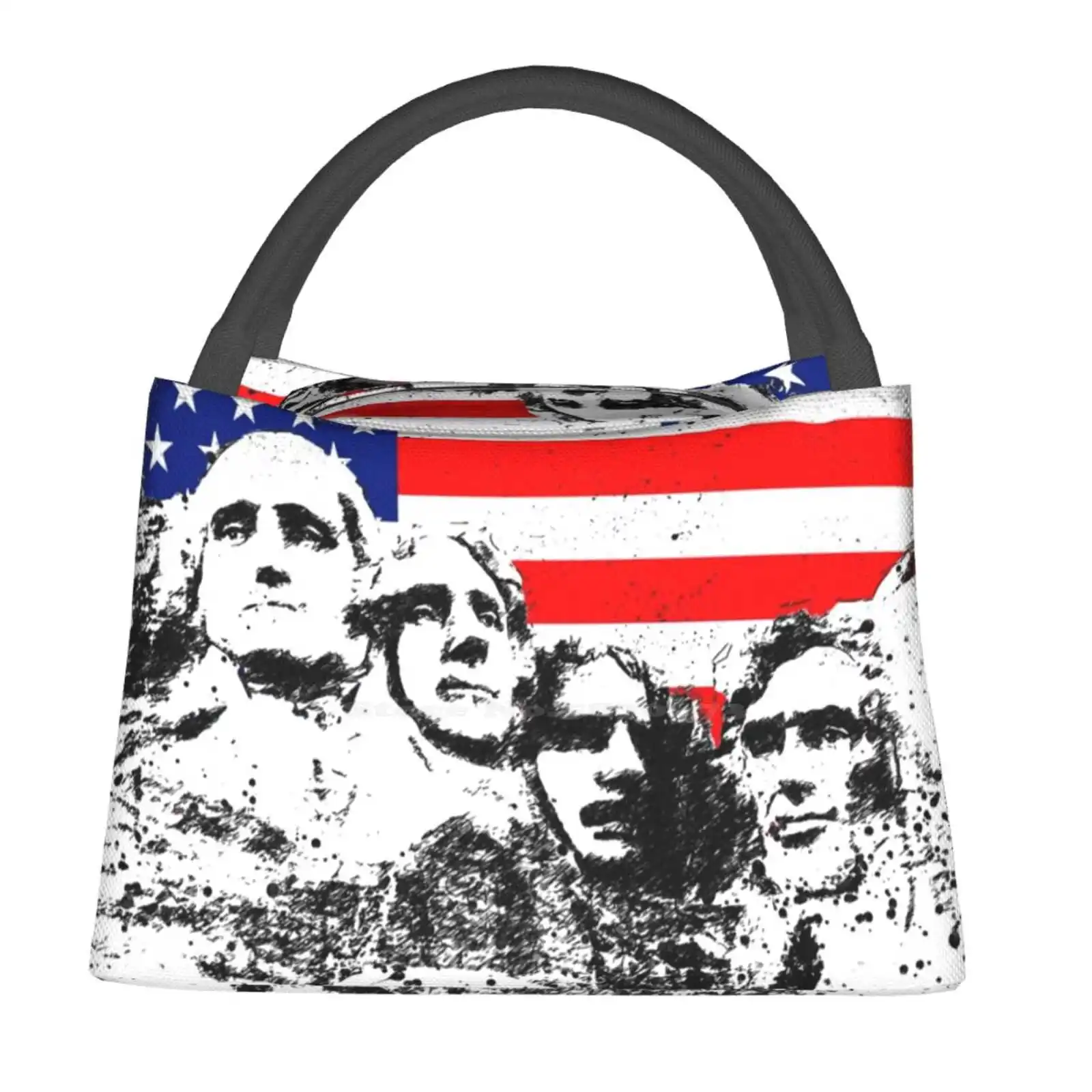 

Usa Flag Mount Rushmore Thermal Cooler Tote Insulated Lunch Bag American Flag 4Th Of July America American Presidents Thomas