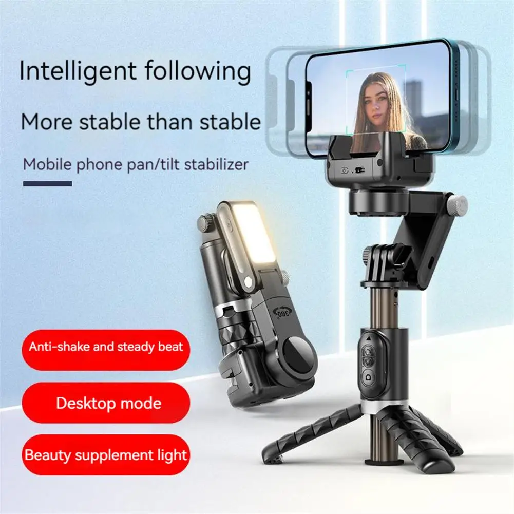 

Q18 Mobile Phone Selfie Stick Anti-shake Hand-held Single-axis Gimbal Stabilizer With Fill Light For Live Broadcast