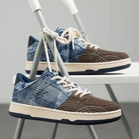 2022 new mens sneakers casual mens vulcanized shoes comfortable denim upper high top skateboard shoes fashion flat sneakers