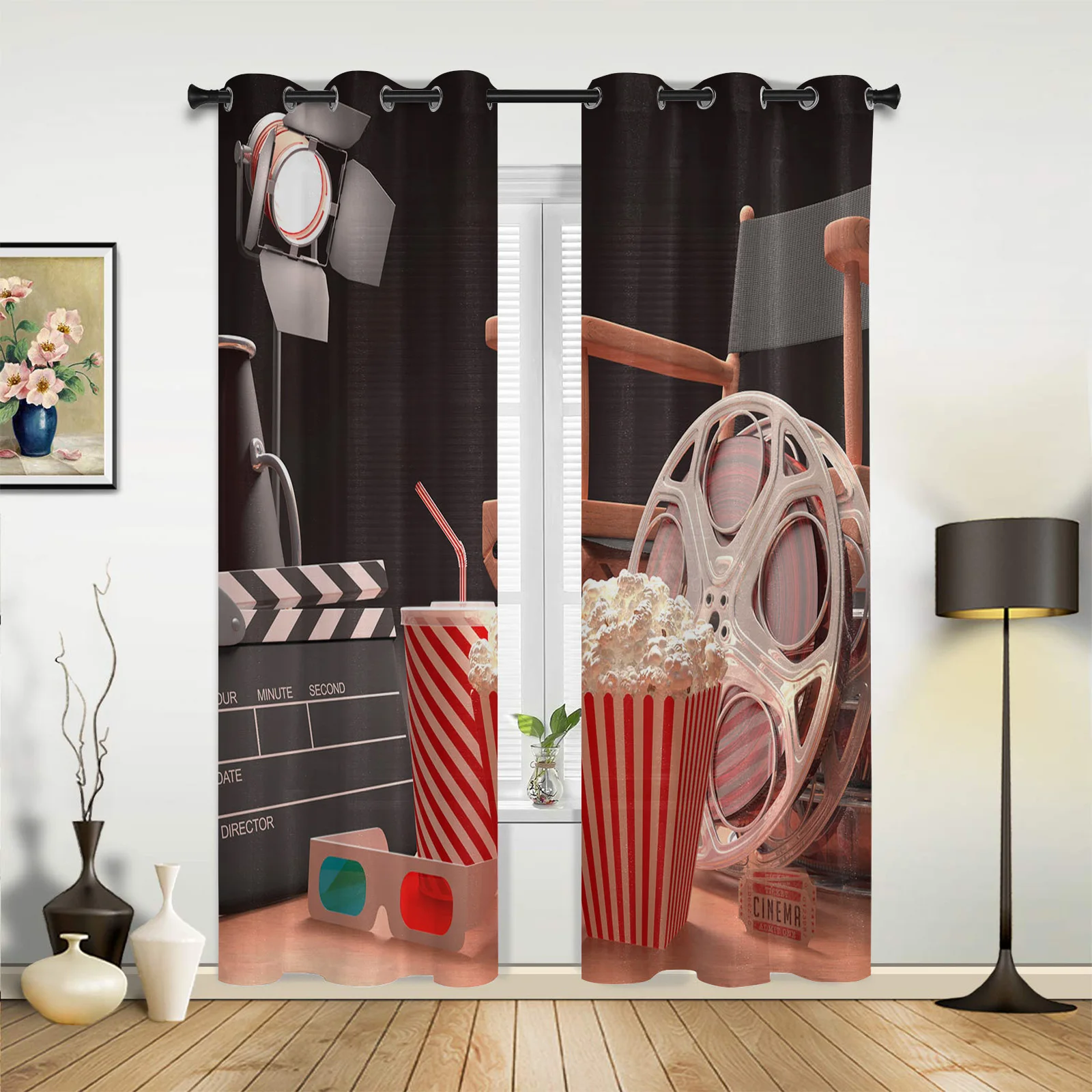 

Popcorn Movie Glasses Curtains for Bedroom Living Room Drapes Kitchen Children's Room Window Curtain Modern Home Decor