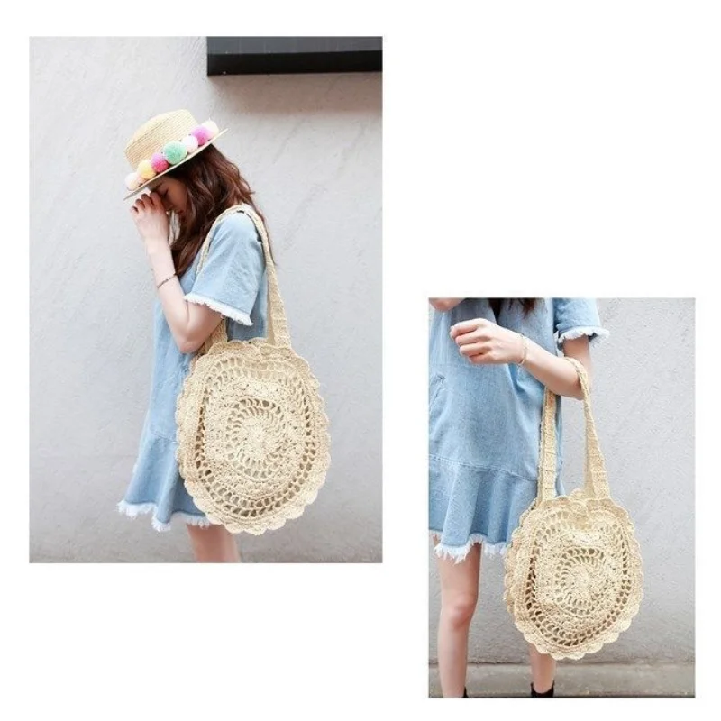 Женская соломенная сумка с подсолнухом большой емкости на одно плечо для