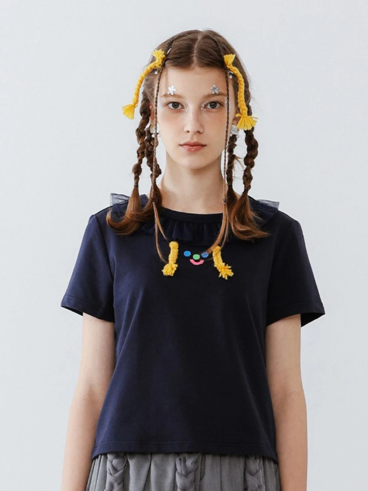 

Оригинальный нишевой дизайнерский укороченный топ brразы ghiвеликое, женская футболка, топы, кружевная женская короткая футболка с коротким рукавом, хлопковая футболка