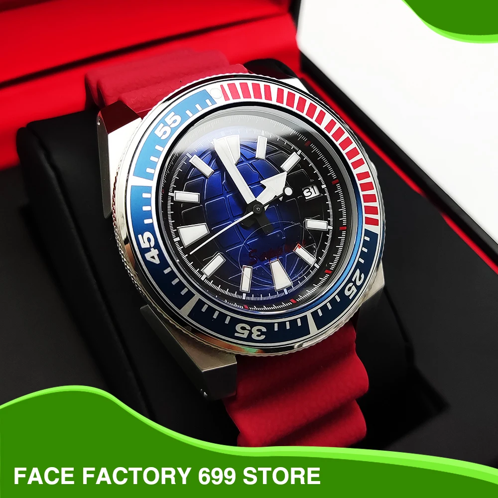 

PARNSRPE-Последние Сверхъяркие светящиеся мужские часы NH35A с синей планетой, автоматические механические фонарики