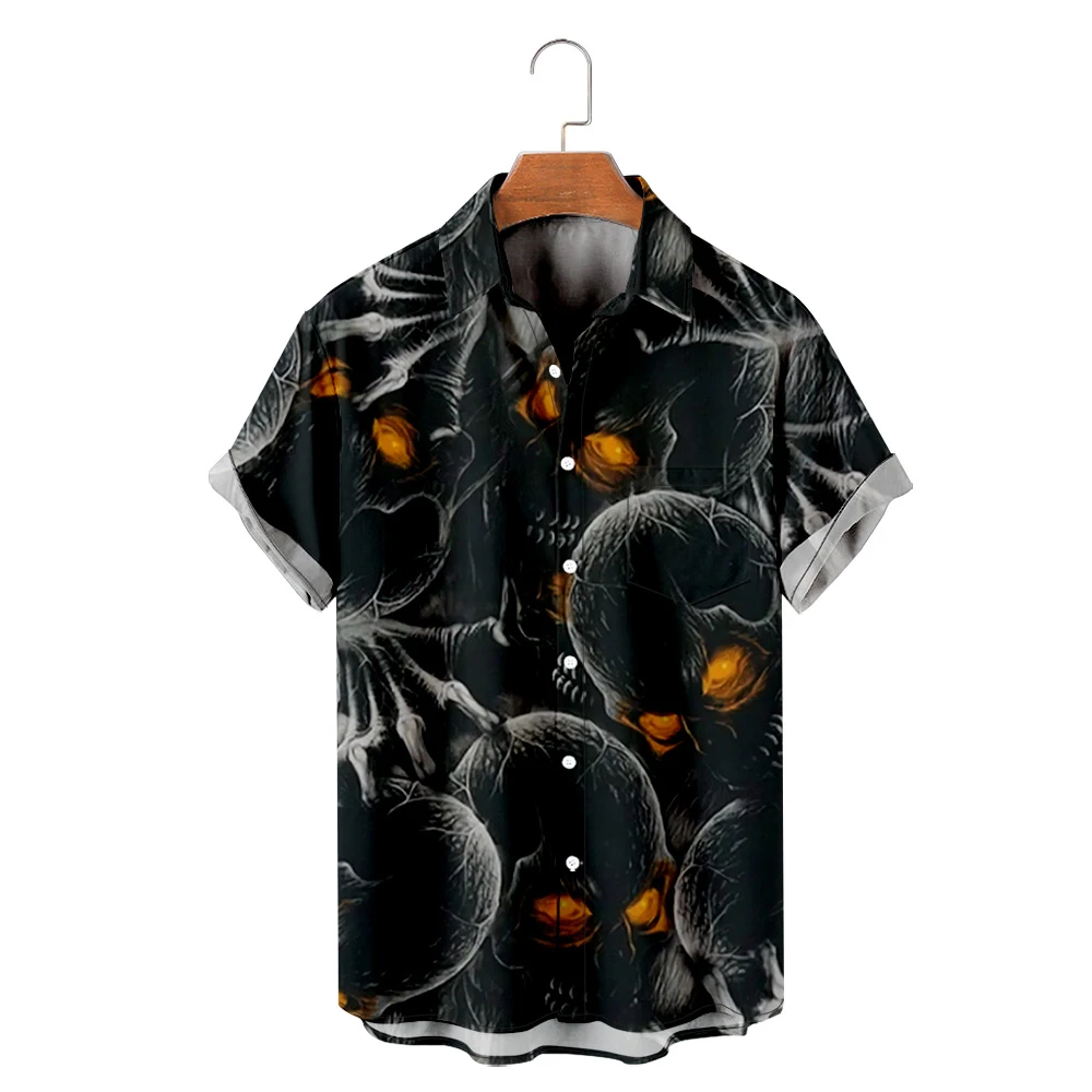 

Мужская винтажная Гавайская футболка Y2K, повседневная уютная пляжная рубашка оверсайз с короткими рукавами и 3D-принтом черепа, 2022