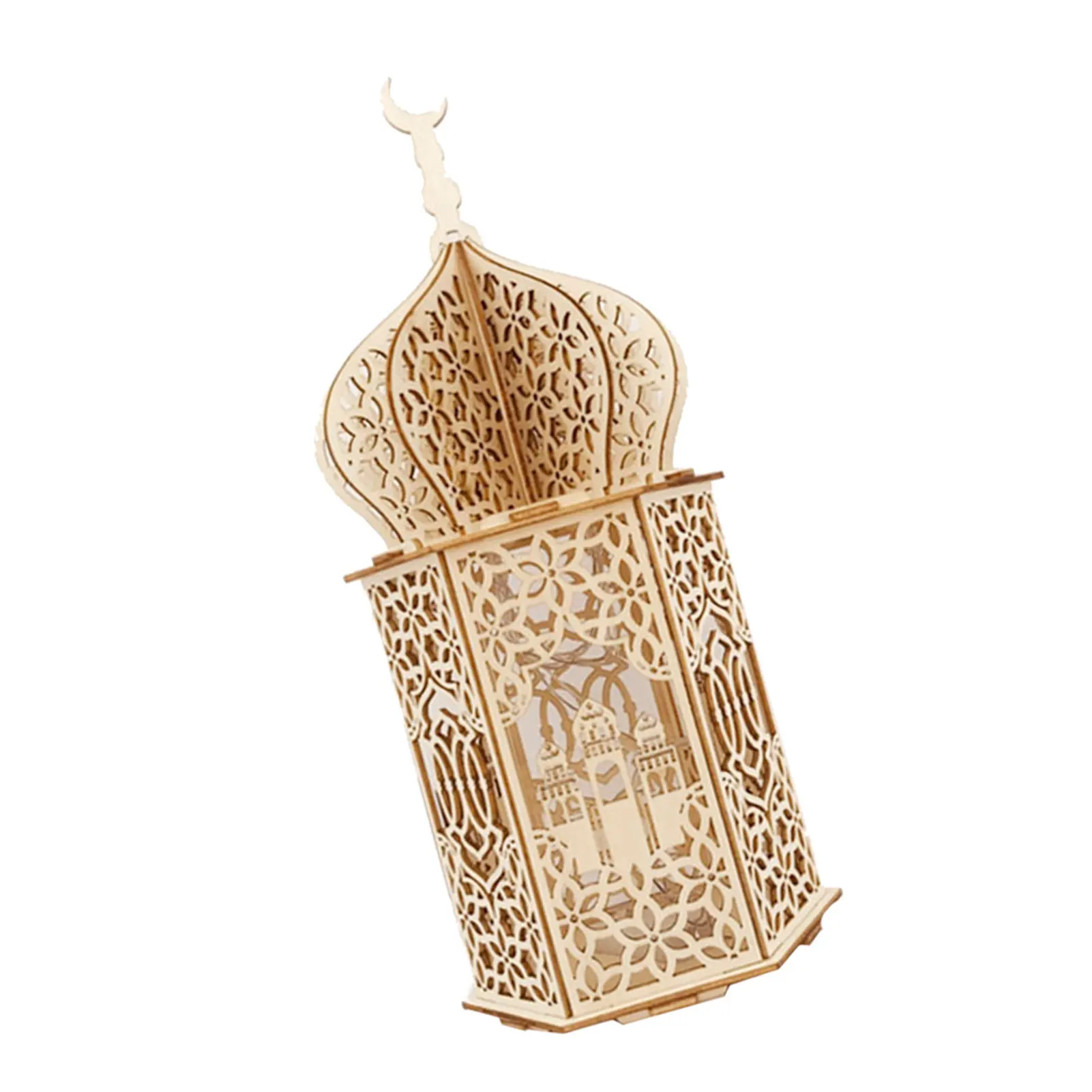 

Декоративный фонарь, деревянный ночсветильник, лампа для Рамадана Eid Mubarak, украшения для дома, деликатная самосборка, сделай сам