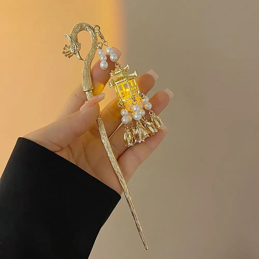 

Luminous Lamp Lantern Alloy Phoenix Tail Ancient Style Hairpin Chinese Style Headwear Glow Hairpin Hanfu Hair Sticks