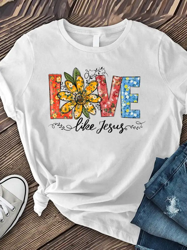 

Graphic Tee Print T Short Sleeve Clothes Ladies Fashion Women's Faith Trend 90s Trend Style Clothing Female Summer T-shirts