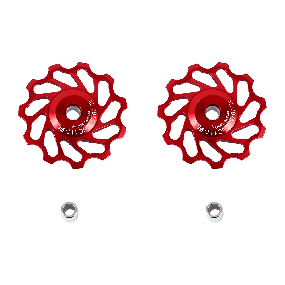 

2 x CNC Alloy Jockey Wheel Rear Derailleur Pulley For MTB Bicycle Road Bike(red 11T)