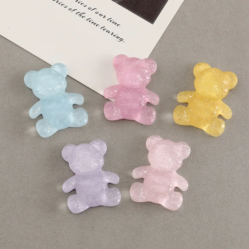 

Kawaii Flatback Resin Transparent Cartoon Bear Cabochon Planar DIY Jewelry Hairpin Accessories Embellishments for Scrapbooking
