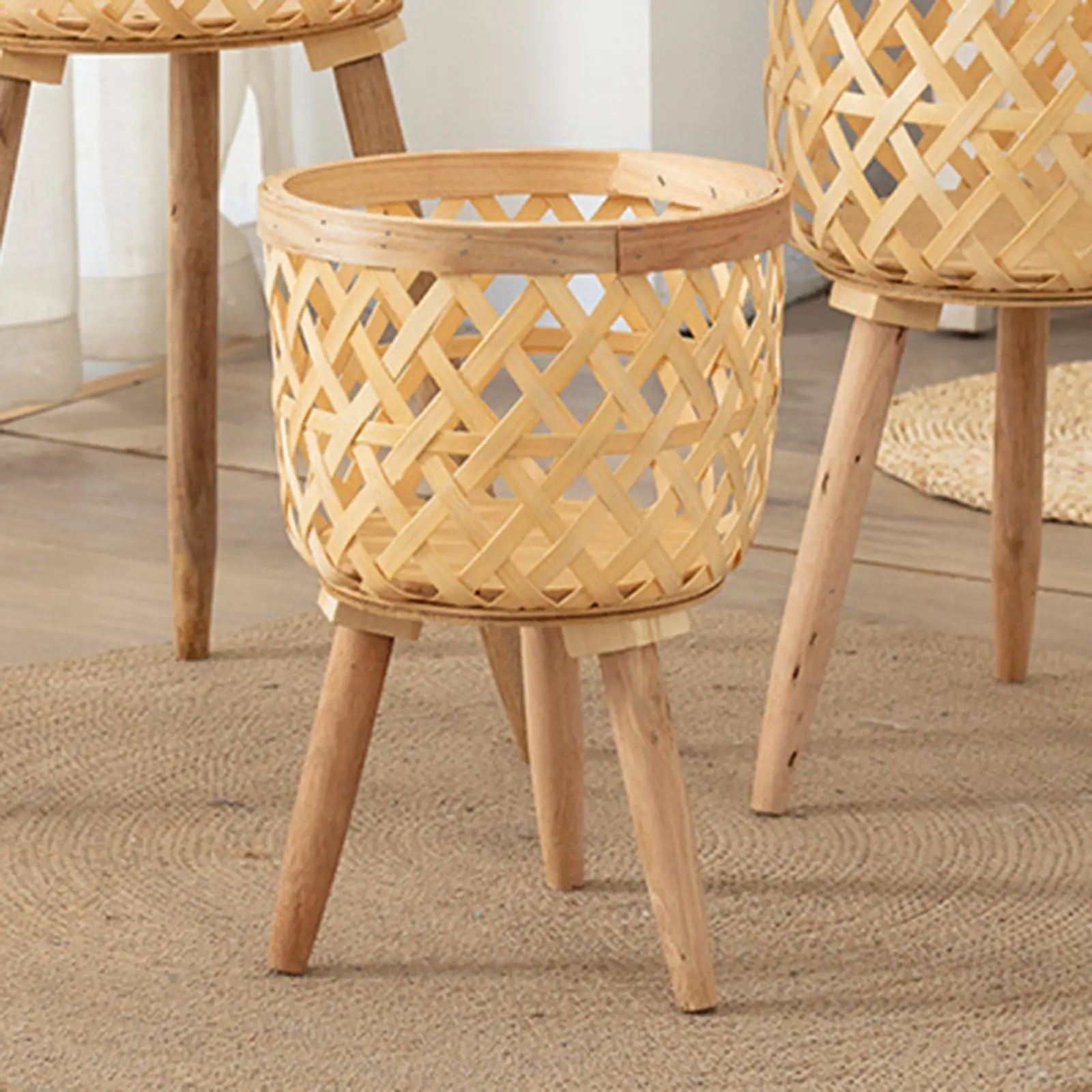 

Hand Woven Flower Pot Detachable Rattan Pot Household Organizer Wood Flower Baskets for Living Room Balcony Planters Yard Patio