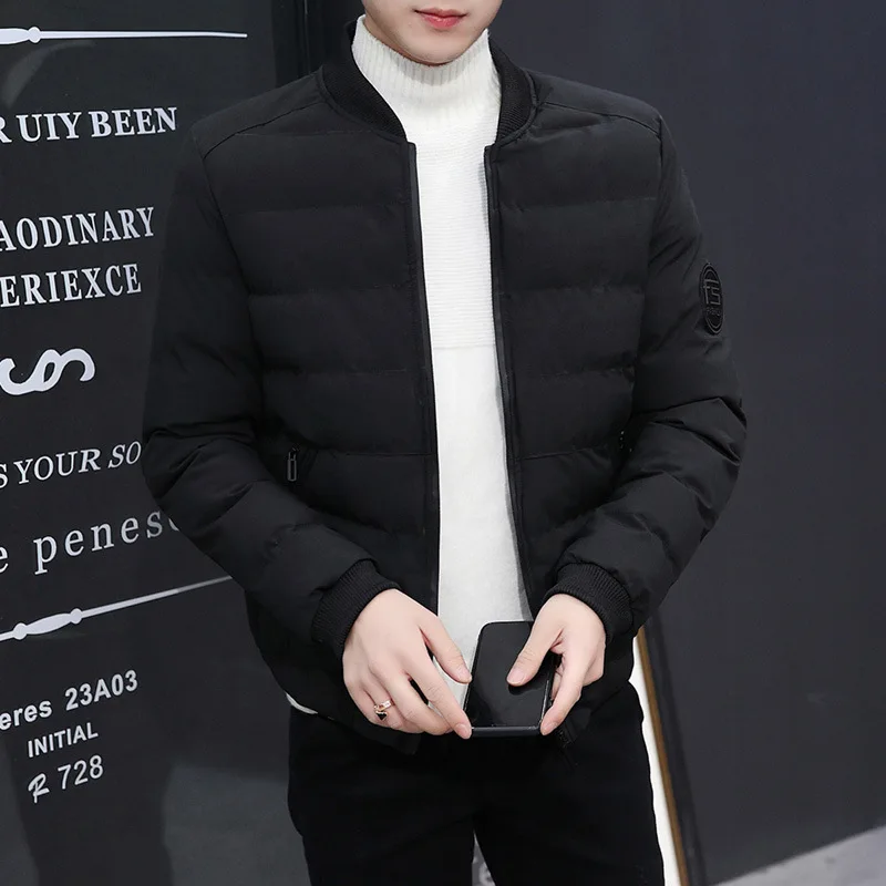Men's casual stand-up collar cotton jacket warm and thick down cotton jacket