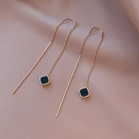 fashion long tassel ear line earrings for women korean temperament black geometric drop earrings girls daily party jewelry gift