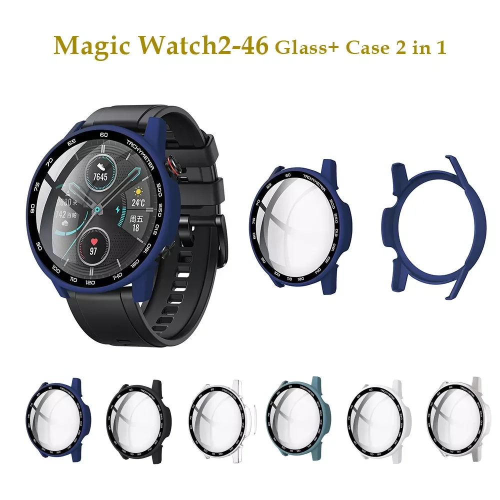 

Чехол из закаленного стекла для Honor Magic Watch 2 46 мм, чехол с закаленной пленкой, чехол с полным покрытием, чехол-бампер для Honor Magic 2 46 мм