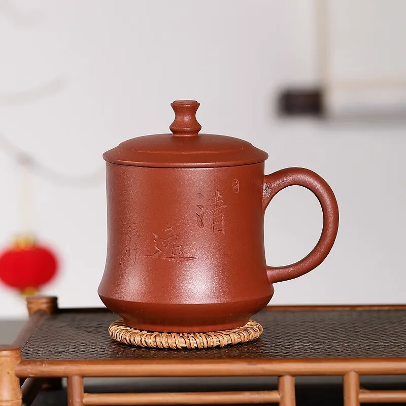 

Centennial Liyong Boccaro Cup Yixing Purple Sand Pure Handmade Kung Fu Health Tea Gift Cup with Cover Office Cup Raw Ore Purple