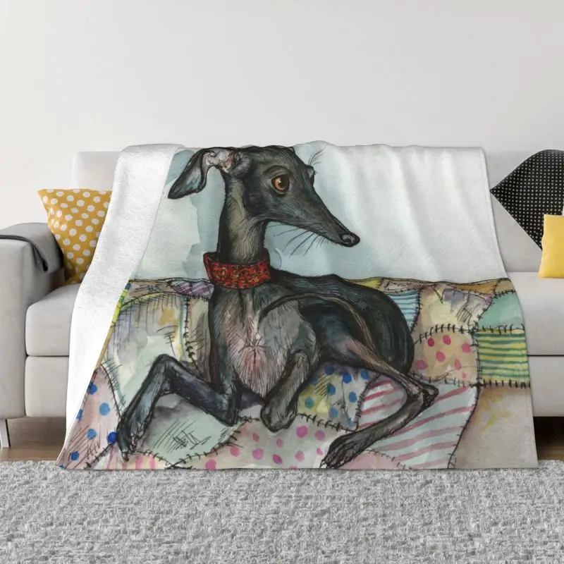 

Одеяло Greyhound с 3D рисунком собаки, удобное мягкое Фланелевое осеннее одеяло для дивана, домашней кровати