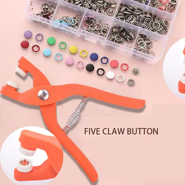 

9mmFive-claw button mounting tool kit nail-free universal child master button mounting clamp Submother buckle installation