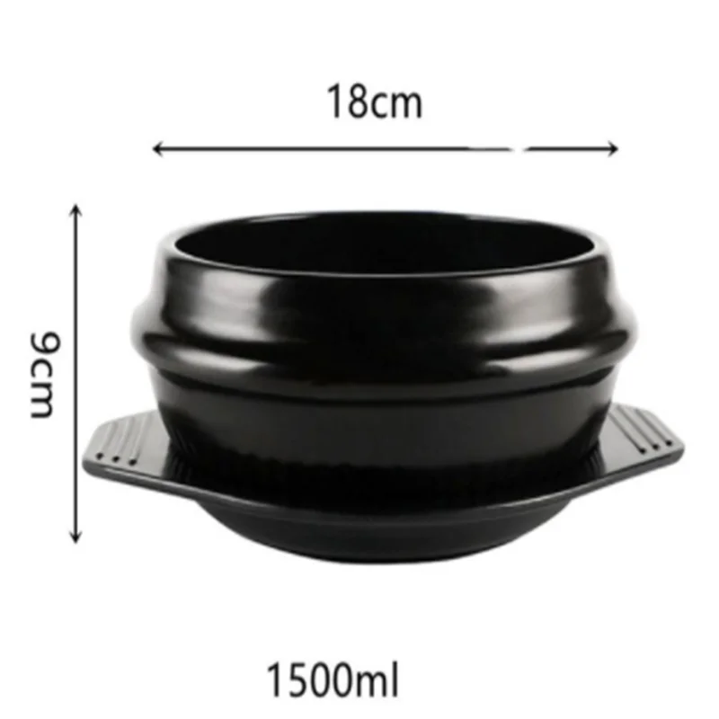 Classic Korean Cuisine Sets Dolsot Stone Bowl Pot for Bibimbap Jjiage Ceramic Soup Ramen Bowls With Tray Chopsticks Spoon images - 6