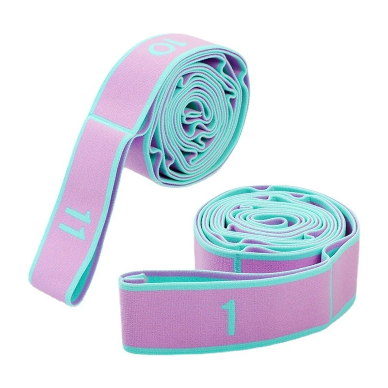 F1FD Растягивающийся ремень Ремень для йоги 9-петлевой эластичный ремешок