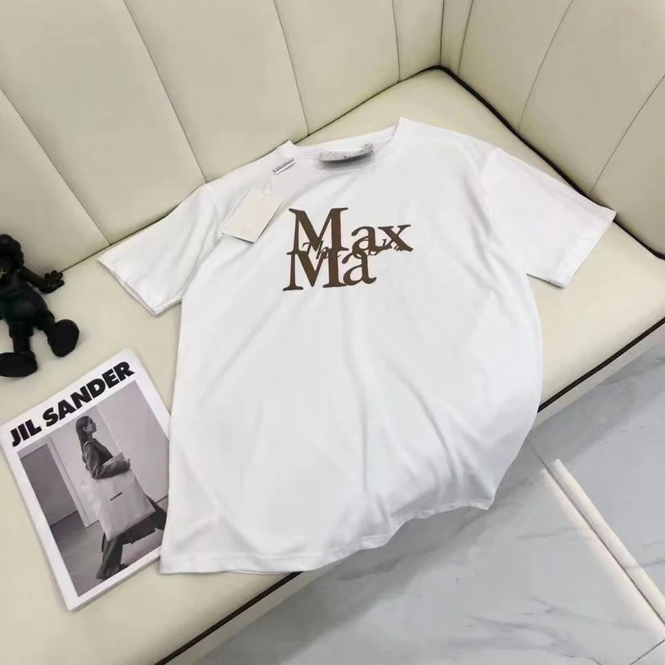 

Новинка 2024 г., хлопковая Футболка MaxMara с буквенным принтом, женская футболка с коротким рукавом, футболка