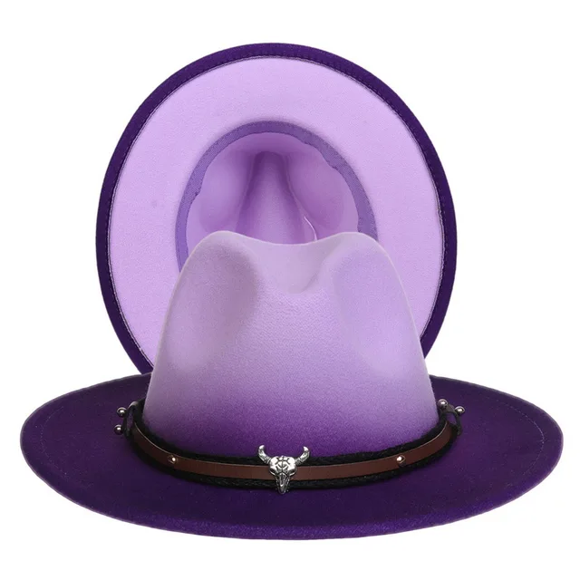 Leather Cowboy Hats Ribbon Fedora Hat 