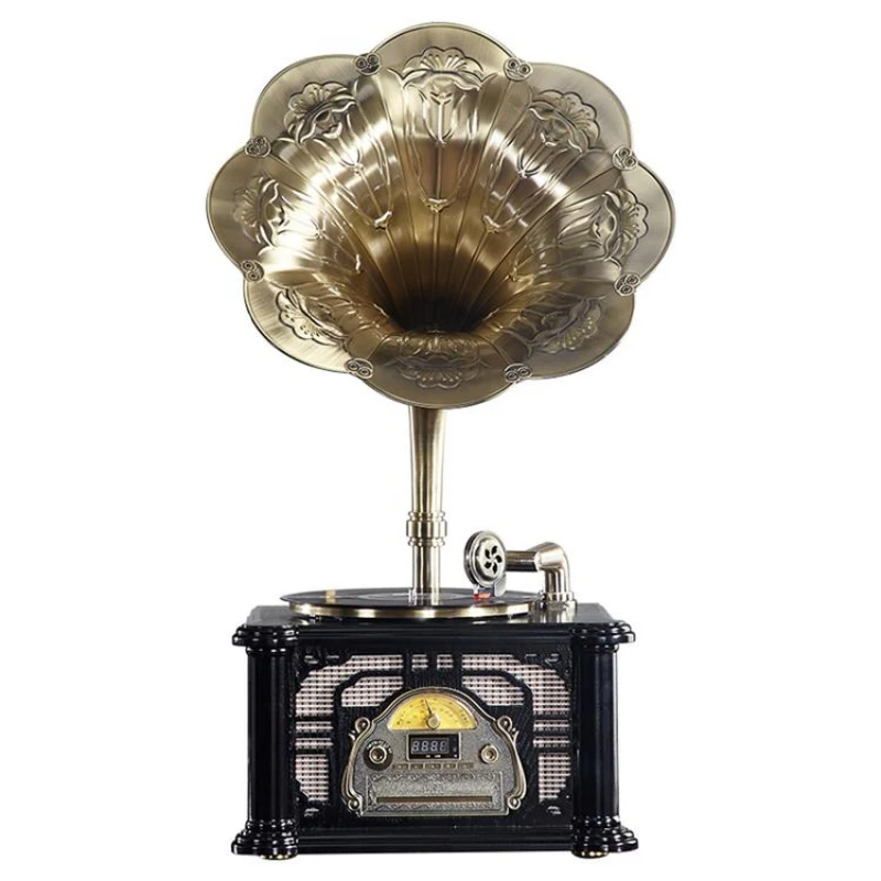 Factory supply Classic Wooden Radio Gramophone Luxury Retro Vinyl Phonograph Record Player Antique Gramophone