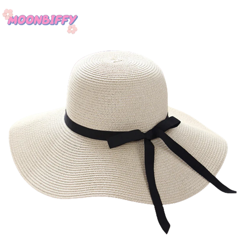 

Шляпа женская Соломенная с бантом, широкими полями, складная, от солнца, для отдыха на открытом воздухе, пляжа, летняя