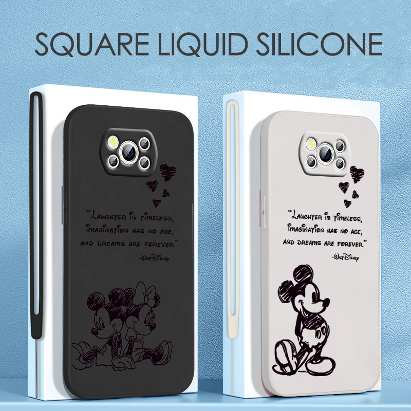 

Disney Cool Mickey Minnie For Xiaomi POCO C50 C40 X4 M5S F4 M4 X3 F3 M3 C3 Pro GT NFC 4G 5G Liquid Rope Phone Case