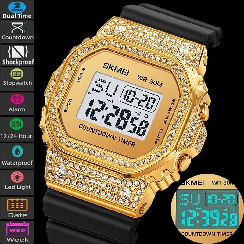 Цифровые наручные часы Skmei с двумя часовыми поясами