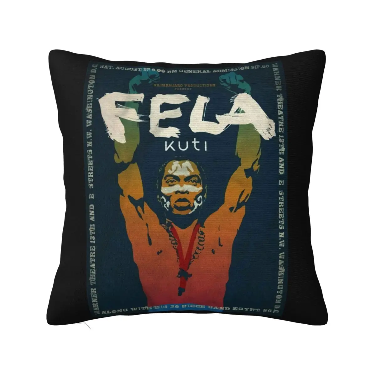 Fela Kuti Ретро Стиль Концерт Мужчины Женщины Дышащий Логотип Текст Дышащие Животные