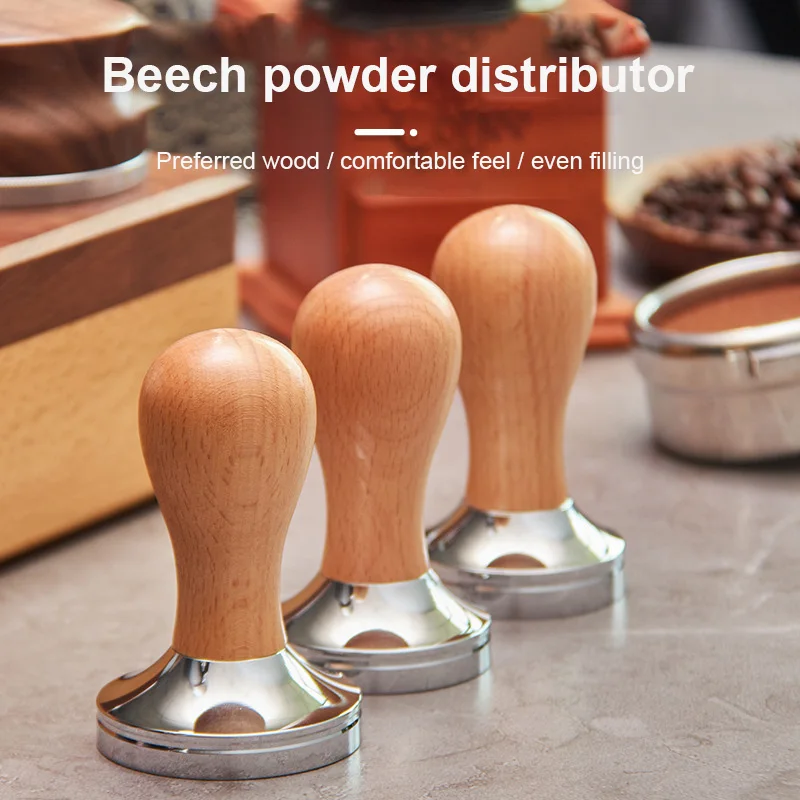 

51mm/53mm/58mm Solid Compactor Coffee Powder Hammer Dining Utensils Cloth Powder Solid Wood Handle Grinder Coffee Accessories