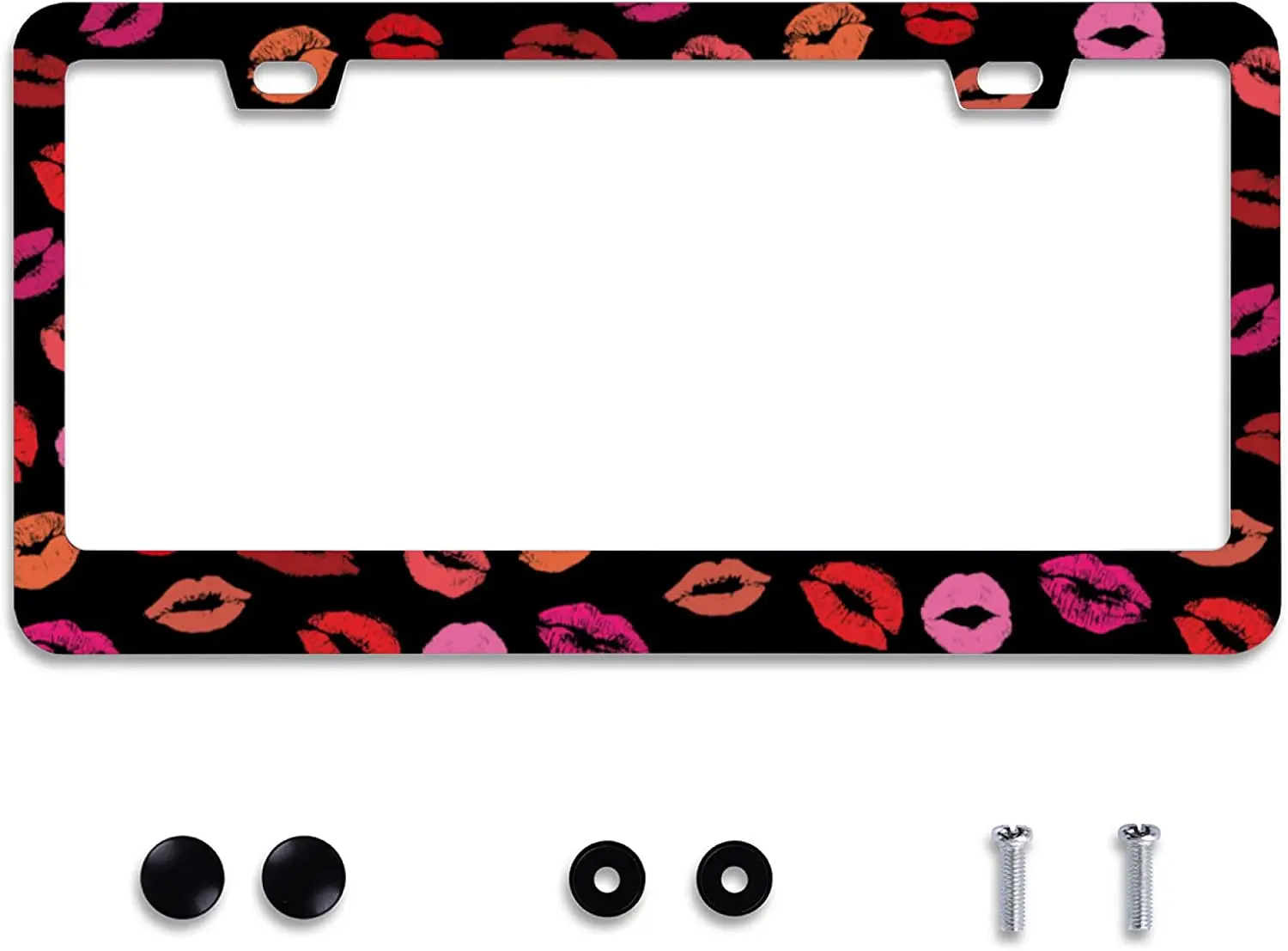 

Sexy Lips Red Pink Lip Kiss License Plate Frames Metal Car Universal Accessories Aluminum Cars Decor Fits Standard US Vehicles