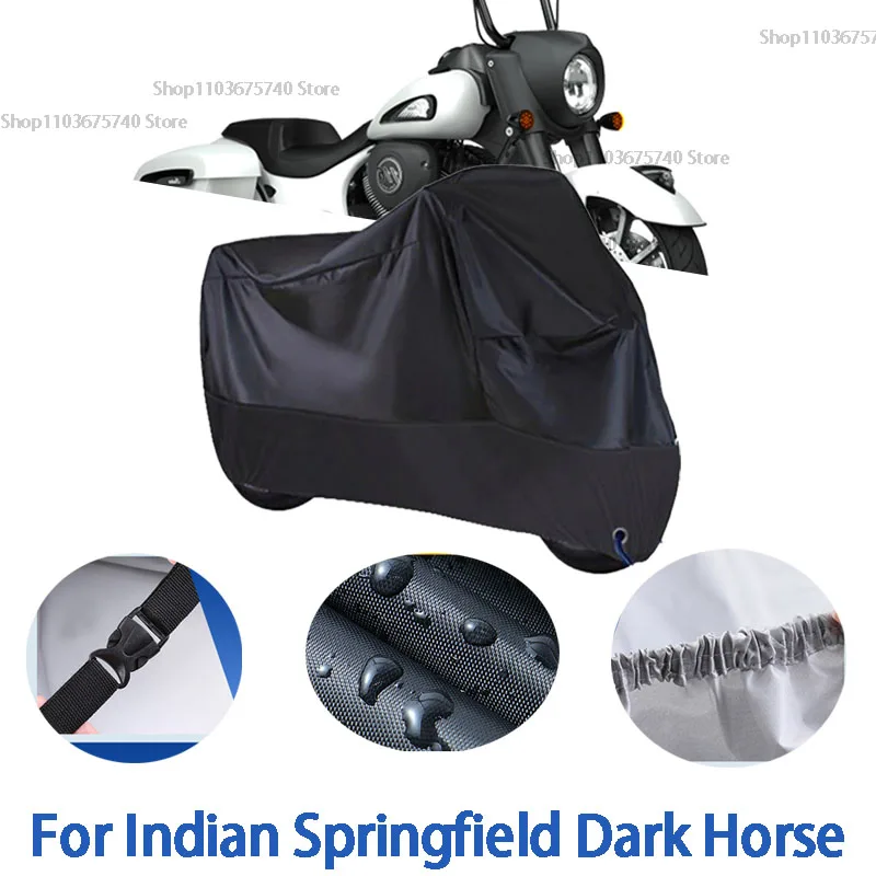 Фото Полные чехлы для мотоциклов для Indian Springfield Dark Horse, автомобиль на открытом воздухе, защита от солнца, пыль, без ушей, утолщенный чехол-оксфорд №1