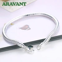 925 stamp silver 4mm snake chains bracelets for women fashion wedding jewelry