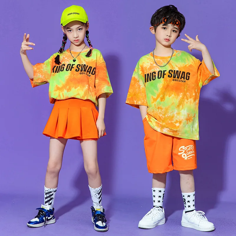 

Kids Boys Summer Sport Clothing Tie Dye Print Oversized T Shirt Shorts Children Streetwear Teenager Hip Hop Costume 8 10 12 14 Y