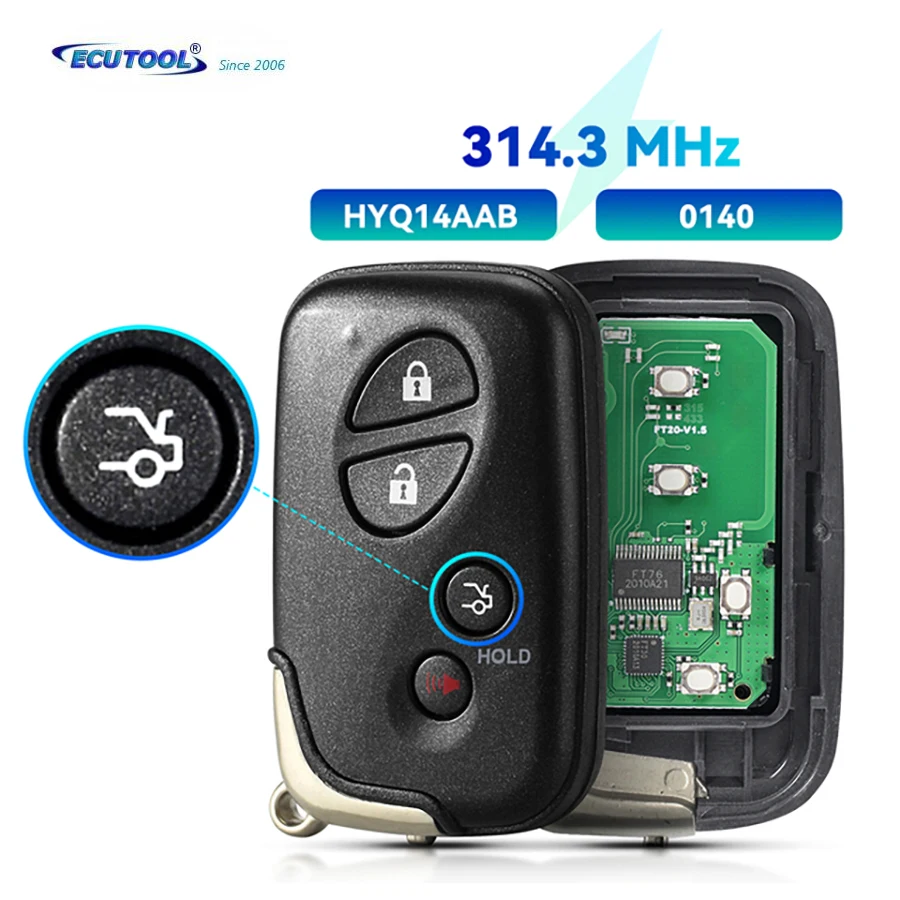 

ECUTOOL Keyless Go Remote Key 314.3MHz for Lexus RX350 RX450 RX450h GX460 LX570, HYQ14ACX, HYQ14AAB 271451 G N E SUV Button