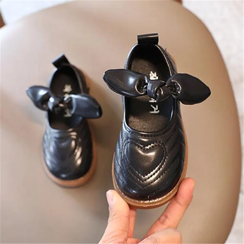 

Туфли детские с круглым носком, мягкая кожа, нескользящая подошва, повседневная обувь принцессы, мягкая подошва, бант, для начинающих ходить...