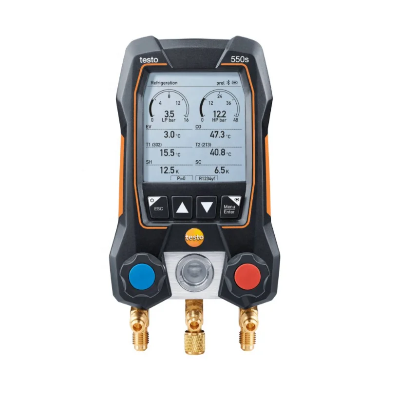 New T e s t o 550s also have 557s Smart Kit Smart 2 Valves Digital Manifold Gauge With Wireless Clamp Temperature Probes